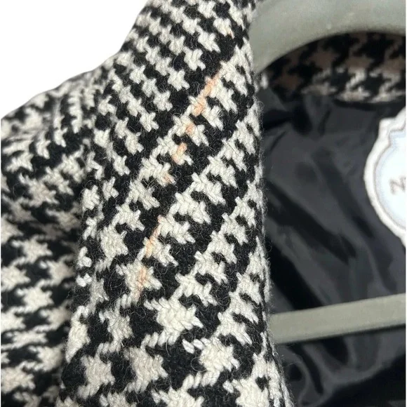 Nick & Mo Black White Houndstooth Peacoat Jacket Women's Medium Double Breasted - Picture 7 of 16